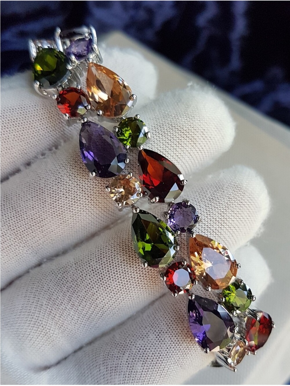 Swarovski Elements Multicolor Teardrop Crystal Statement Necklace NEW - Picture 3 of 16
